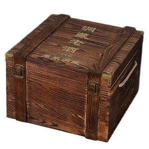 Unfinished Square Wooden Tea Box Left Off Cover Wooden Porcelain Pottery Box