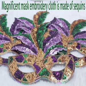 Maschera Grande con Coda di Fenice in Perline per Mardi Gras con Design Personalizzabile per Vestiti e Borse Applicazione a Caldo - Product Image 3