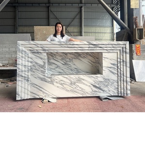 Cheminée en marbre blanc Arabescato de style classique moderne italien pour la décoration intérieure de la maison - Product Image 6