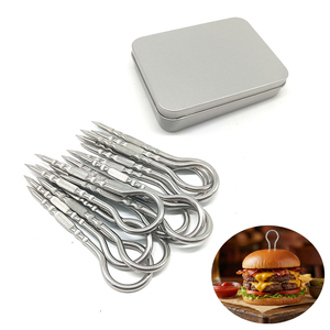 <span class=keywords><strong>Pinchos</strong></span> <span class=keywords><strong>de</strong></span> Acero Inoxidable Antideslizantes para Parrilla, 20 Unidades en Caja Metálica, Soporte Doble para Maíz y Brochetas para Restaurantes y Comercios - Product Image 1