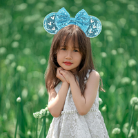 Serre-tête en tissu style européen-américain avec oreilles de souris, nœud à paillettes et perles, pour filles, accessoires de cheveux pour fêtes, vente en gros 2025