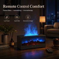 Diffuseur d'arômes pour cheminée de bureau avec flamme simulée 3D, éclairage ambiant sept couleurs, humidificateur à brume froide alimenté par USB, arrêt automatique