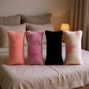 Oreiller rectangulaire à poils longs, doux et moelleux, en polyester et coton, style tie-dye, oreillers de lit modernes, couleurs assorties - Product Image 2