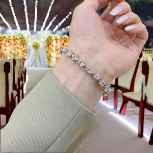 925 <b>Silver</b> Children's Gift Hip Hop Tennis Chain Heart Emerald Oval Pear Zircon <b>Bracelet</b> for Women 16-18cm - Product Image 2