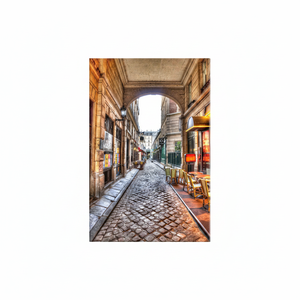 Petit sentier romantique en pavés de Paris : élégante œuvre d'art imprimée sur toile, toile encollée - Product Image 2