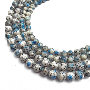 Cuentas Redondas Lisas de Jaspe Blanco Azul Natural AMARA K2 para Joyería Femenina, Tobillera, Pulsera, Hilo de 15 Pulgadas, Piedras Preciosas al por Mayor - Product Image 1