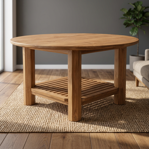 Modern <b>Solid</b> Teak <b>Wood</b> <b>Dining</b> <b>Table</b> Slatted Lower Shelf Scandinavian Handmade Waterproof Eco-Friendly Home Furniture Hotel Villa - Product Image 4
