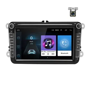 Crbrillar 2 Din 8 "Android 10カーラジオGPSBTカーステレオFM AM for VW/PASSAT/POLO/GOLF 5 6 12 Ledリアカメラ