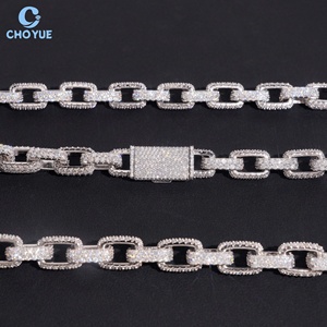 Moissanite Cuban Link <b>Chain</b> 10mm Necklace Rhodium Plated Solid 925 Silver Hiphop <b>Iced</b> <b>Out</b> Jewelry - Product Image 5