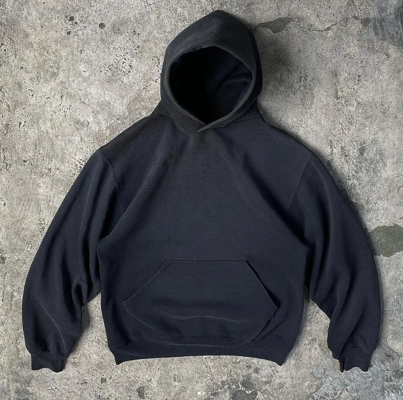 Hoodie 100% pamuk stringless hoodie 600 gsm yeni stil 3d puf eşofman unisex boy siyah kırpılmış hoodie erkekler için