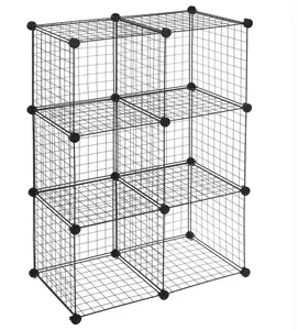 Schwarz 6 Cube Grid Draht Lagerung Regale für Haus, Küche, Büro ordentlich lagerung und ordentlich display