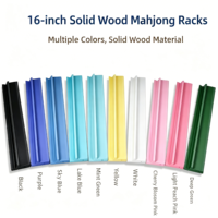 Supports de tuiles de mahjong américaines en bois massif de luxe de 16 pouces, lot de 4 supports multicolores avec poussoirs, durables et portables pour le divertissement