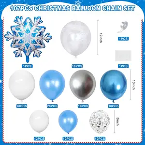 नई क्रिसमस सर्दियों हिमपात का एक खंड जमे हुए नीले नई लेटेक्स गुब्बारे जन्मदिन की पार्टी सजावट के लिए माला कट्टर किट