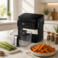 Friteuse à air et cuisinière à induction 2 en 1 avec fenêtre transparente, écran tactile LED, multifonction, sans huile