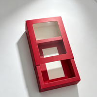 Boîte en papier pliable avec logo personnalisé, tiroir coulissant, fenêtre transparente en PVC, portable, écologique, recyclable, pour bougies, cadeaux, artisanat