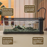 Aquarium de bureau robuste en acrylique avec un design de style ruisseau écologique pour petits et moyens poissons