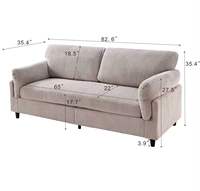 Canapé convertible 2 places en velours côtelé de 82,6 pouces, minimaliste, rembourré en tissu doux, pour salon, chambre et entrepôt