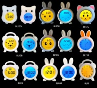 Jam pelatih tidur Panda Mini, lampu malam bangun dengan jam alarm LED untuk anak-anak, kamar bayi