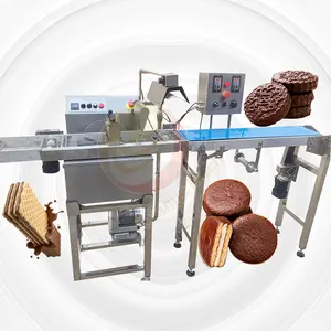 Cookie Enrober Temper Automatic Enrobing Cooling Tunnel Bar Biscuit Stick Chocolate Coating Machine