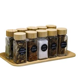 Ensemble de pots à épices écologiques en verre carrés de 120 ml avec couvercle en bambou pour le rangement des <span class=keywords><strong>condiments</strong></span> dans la cuisine - Product Image 5