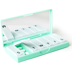 Customizable 7 Compartment Weekly Pill Box Plastic <b>Tablet</b> Storage Case with Mirror PP and ABS Material Daily <b>Tablet</b> <b>Container</b> - Product Image 1