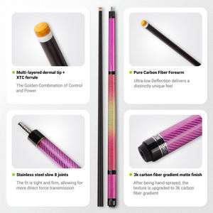 ピアノ塗装のネジ式ベースシャフト |   グラデーションマット仕上げ、レザーグリップ付き、18～20オンス高品質カーボンファイバーキューシャフト - Product Image 3