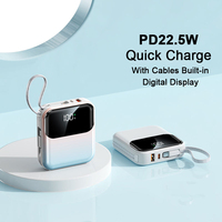 Banques d'alimentation à charge rapide de premier ordre 10000mAh, mini chargeur portable avec câbles intégrés