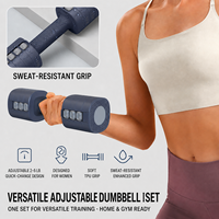 Haltères réglables Greenlawn Square 5 lb (paire) 10 lb, anti-roulement, unisexe, poignée TPU, changement de poids rapide, équipement de fitness pour la gym