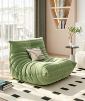 Canapé-lit modulaire sans accoudoirs en fauteuil lounge moderne, coloris blanc crème, avec revêtement en polaire sherpa, pour salon et appartement