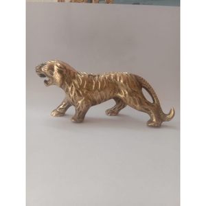 PARIJAT HANDICRAFT 9 pulgadas decoración de latón estatua de tigre estatuilla vida salvaje Animal escultura coleccionable regalo decorativo escultura - Product Image 3