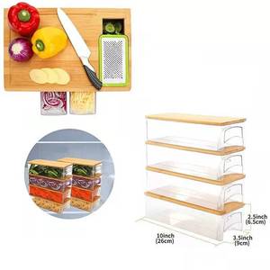 Creative kitchen cutting board with drawers for vegetable sorting and storage; <b>bamboo</b> pull-out cutting board for categorizing - Product Image 4