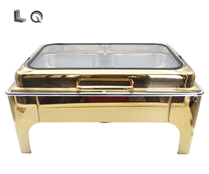 Vendita calda 9L rettangolo in acciaio inox piatto argento oro lusso Buffet pentole riscaldanti per il cibo più caldo per il ristorante dell'hotel - Product Image 1