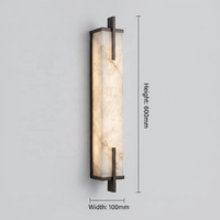 Applique murale LED de luxe en albâtre naturel, style antique vieilli, avec cadre métallique bronze, idéale pour chambre, fond TV, couloir