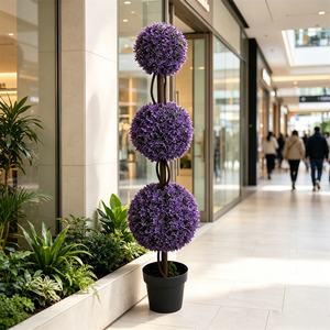 Arbre topiaire artificiel en buis à trois boules, plante verte artificielle en pot à trois sphères pour la décoration extérieure <span class=keywords><strong>de</strong></span> jardin, <span class=keywords><strong>de</strong></span> paysage et <span class=keywords><strong>de</strong></span> patio, OEM - Product Image 4