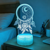 Veilleuse LED à illusion 3D RGB avec contrôle tactile, design de base fissurée, matériau ABS, alimentation USB 5V pour la décoration de la maison