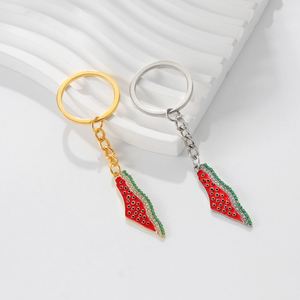 Wholesale Rhinestone Palestine Map Flag Diamond Watermelon <b>Key</b> Ring Car <b>Key</b> <b>Chain</b> Luxury Enamel Crystal Palestine <b>Key</b> <b>Chain</b> - Product Image 2