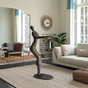 アンティークブロンズ鋳鉄フロントレセプション彫刻女性抽象像ホルダー付きカフェ金属工芸品 - Product Image 6