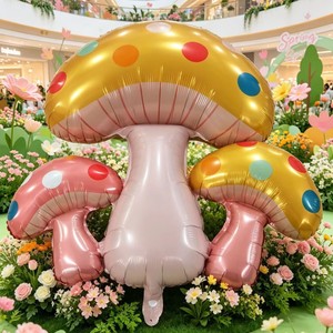 Three Mushroom <b>Balloons</b> 32-Inch Aluminum Foil Cartoon Birthday Party <b>Decorations</b> - Product Image 3