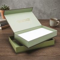 Boîte cadeau en papier magnétique vert et noir avec logo personnalisé de luxe, recyclable, pliable, rigide, avec couvercle magnétique