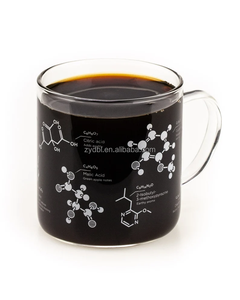 Tasse <span class=keywords><strong>à</strong></span> café en verre sur le thème scientifique unique avec logo personnalisé avec des impressions de formules chimiques transparentes pour que les amateurs de science puissent profiter du café - Product Image 1