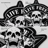 Patch brodé personnalisé Crâne thermocollant Emblème Biker Rocker Star pour Gilet en Cuir Veste Sac à Dos Sacs Chapeau