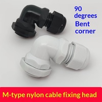 Connecteur de câble en nylon plastique de type M à angle de 90 degrés, étanche IP68, métrique, M12-M32