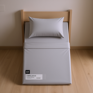 Parure de draps Viasoft en coton gris 2000 fils, drap-housse et drap plat avec taie d'oreiller, hypoallergénique, respirant, pour usage domestique - Product Image 2