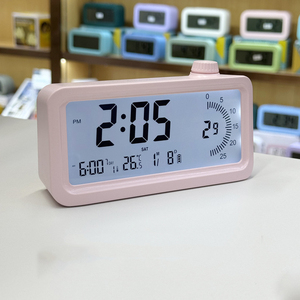 นาฬิกาปลุกดิจิตอล LCD พร้อมตัวตั้งเวลาแบบภาพ ปรับความสว่าง อุณหภูมิ ปฏิทิน แสดงผล 12/24 ชั่วโมง นับถอยหลังขึ้นไป - Product Image 3
