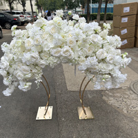 IFG Nouvelles décorations de centre de table en fleurs artificielles blanches roses, design complet