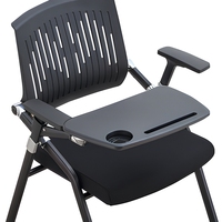 Chaise de formation pliable empilable avec tablette d'écriture rabattable, dossier ergonomique en acier robuste, chaise de bureau pour conférence, tableau d'écriture pour atelier