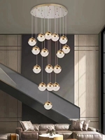 Lustre en verre de grande taille à 16 ou 18 lumières, nouveau style tendance, fonction de télécommande à intensité variable pour escalier
