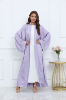 Vêtements islamiques en gros, Abaya pour femmes, robe musulmane, couleur unie, satin d'acétate, Abaya ouverte, Dubaï, Eid, cardigan modeste, Abaya pour femmes
