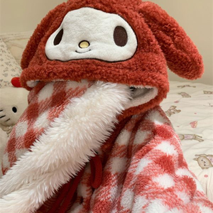 Poncho rosso per ragazza carina dolce <span class=keywords><strong>pigiama</strong></span> invernale da donna <span class=keywords><strong>in</strong></span> <span class=keywords><strong>pile</strong></span> di corallo con fodera <span class=keywords><strong>in</strong></span> <span class=keywords><strong>pile</strong></span> e vestaglia da notte per la casa - Product Image 2