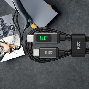 Câble de données USB-C 5A avec affichage numérique LED en nylon tressé <span class=keywords><strong>SIO</strong></span>, charge rapide PD 60W, garantie 1 an, pour téléphone portable, tablette, ordinateur - Product Image 5